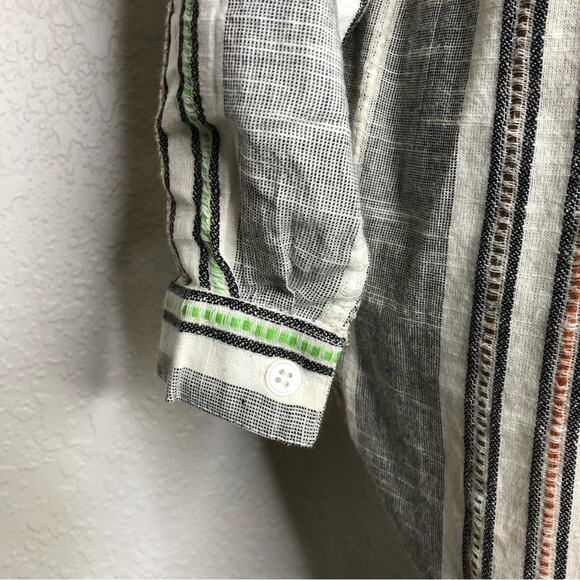 Soft Surroundings black white striped embroidered popover tunic top Petite Small - Picture 12 of 15